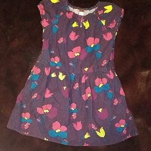 Dark purple with pink flowers corduroy dress from